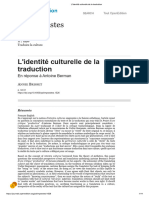 L'identité Culturelle de La Traduction