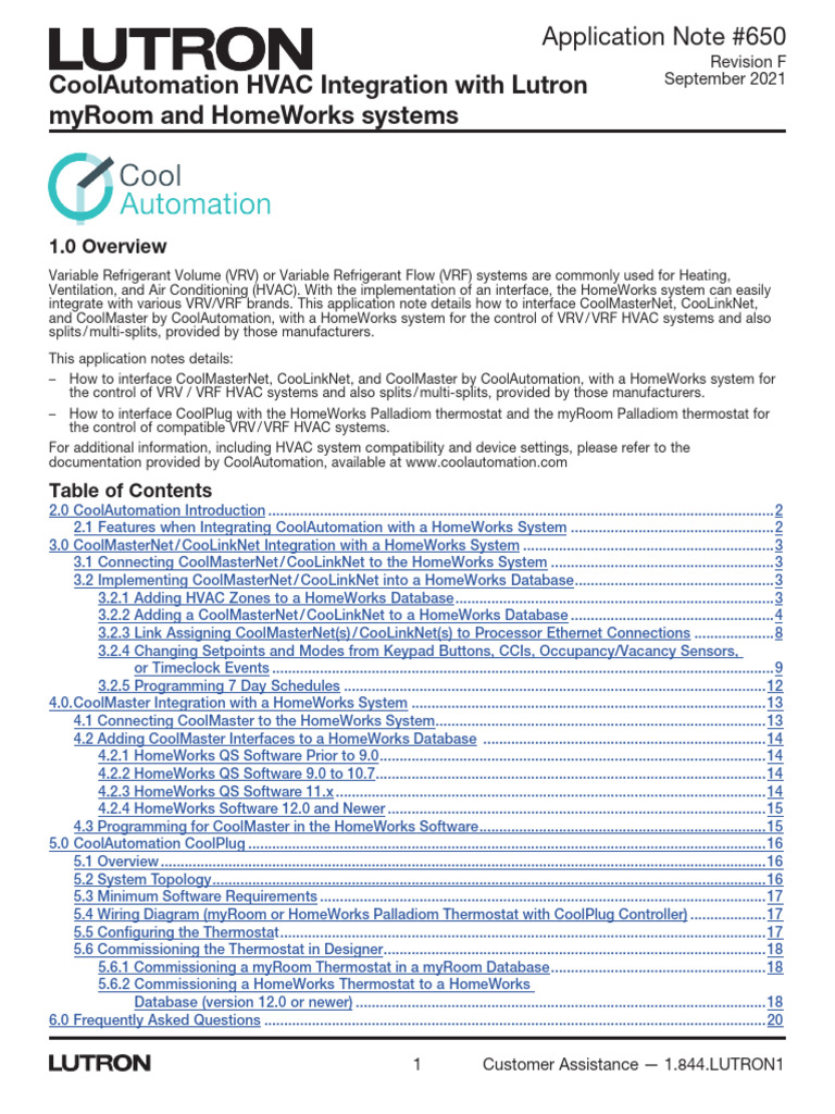 Integrating CoolAutomation with HomeWorks | PDF | Thermostat | Ip Address