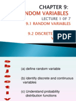 9.1 Random Variables 9.2 Discrete Random Variables: Lecture 1 0F 7