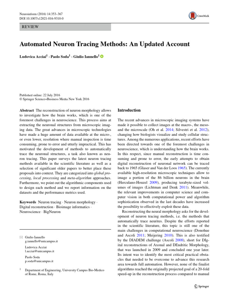 Automated Neuron Tracing Review | PDF | Image Segmentation | Brain