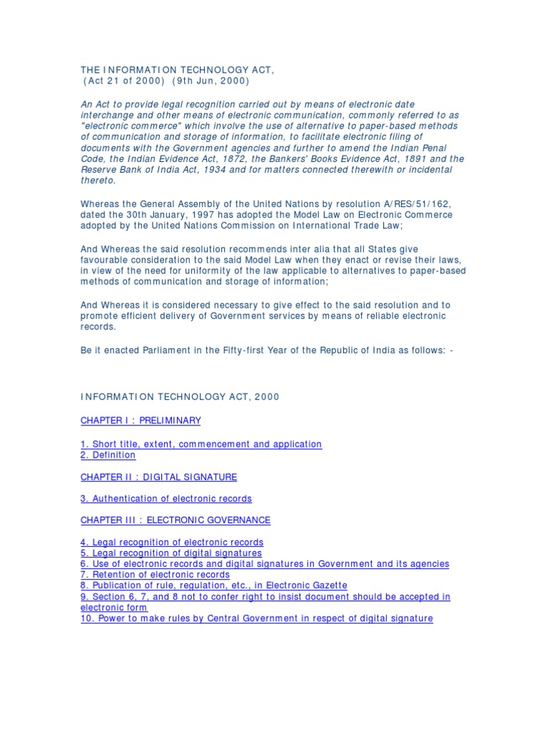 Information Technology Act 2000 PDF | PDF | Public Key Cryptography ...