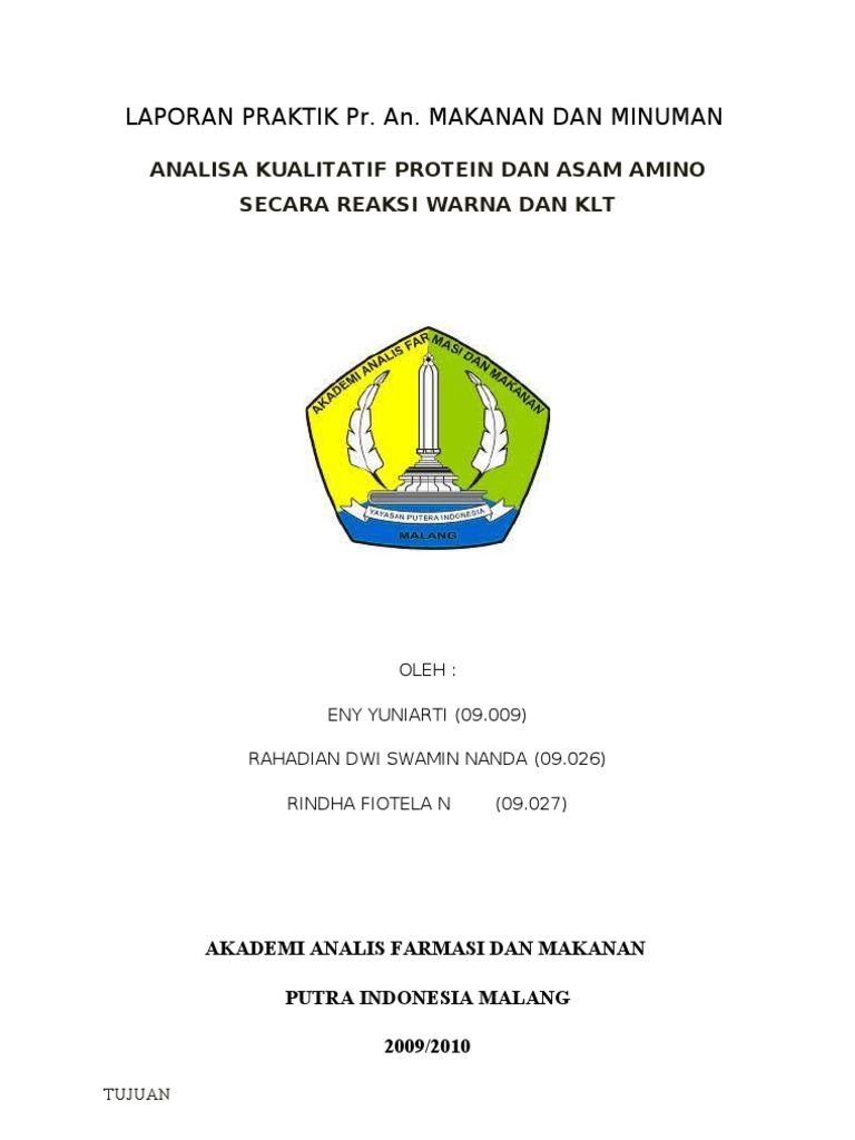 Analisis Kualitatif Protein dan Asam Amino | PDF | Sains & Matematika