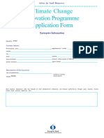 Climate Change Innovation Programme Application Form