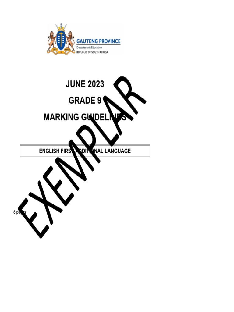 Grade 9 English FAL June 2023 Possible Answers Download Free PDF 