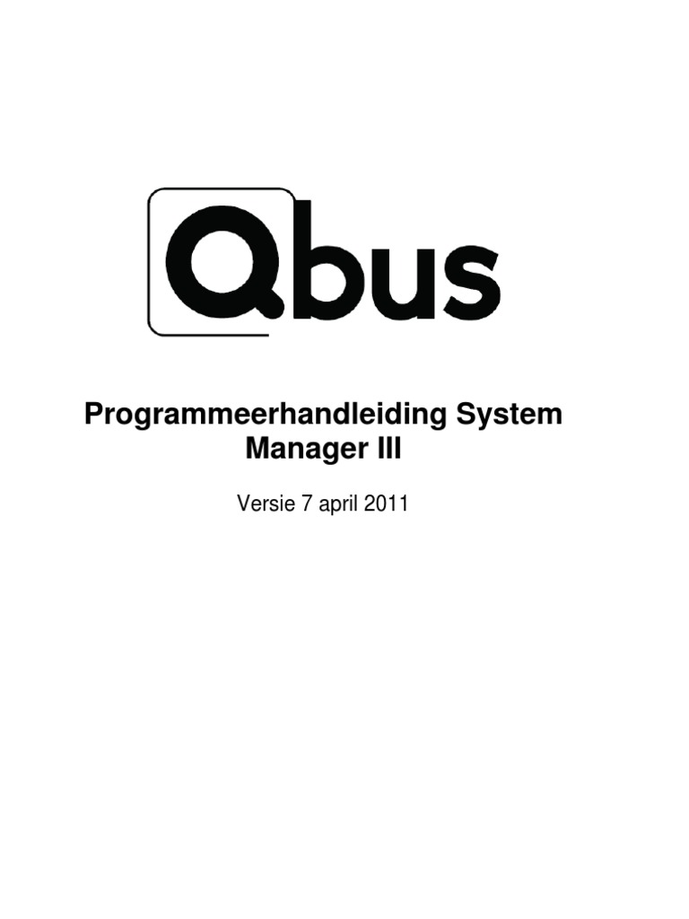 Qbus SystemManagerIII Handleiding 07042011 | PDF
