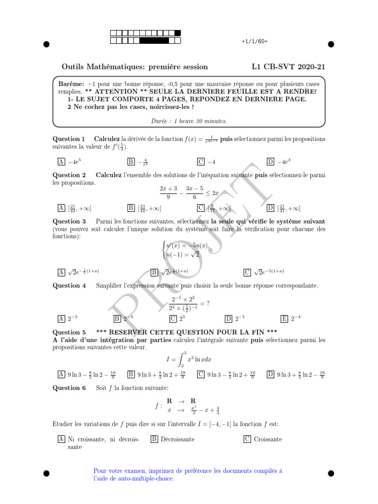 Outils Mathématiques L1 CB-SVT 2020-21 | PDF | Mathématiques | Analyse ...