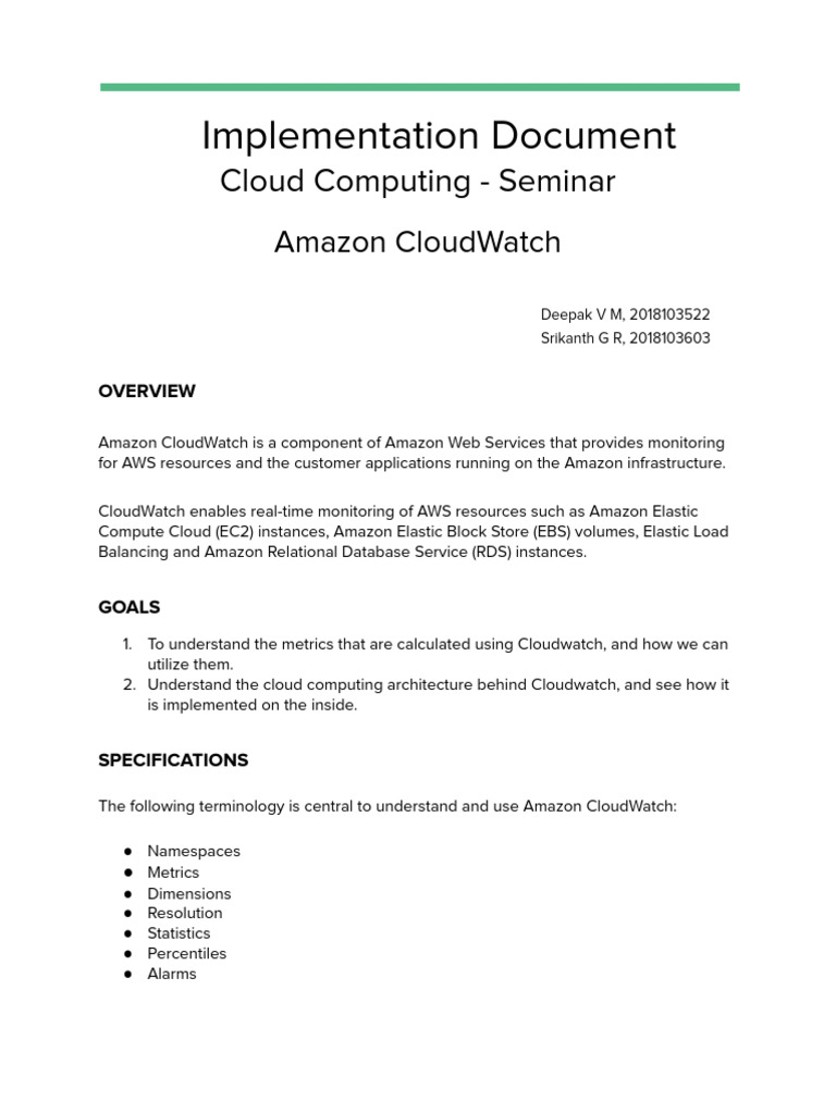 Amazon CloudWatch Implementation Guide | PDF | Amazon Web Services ...