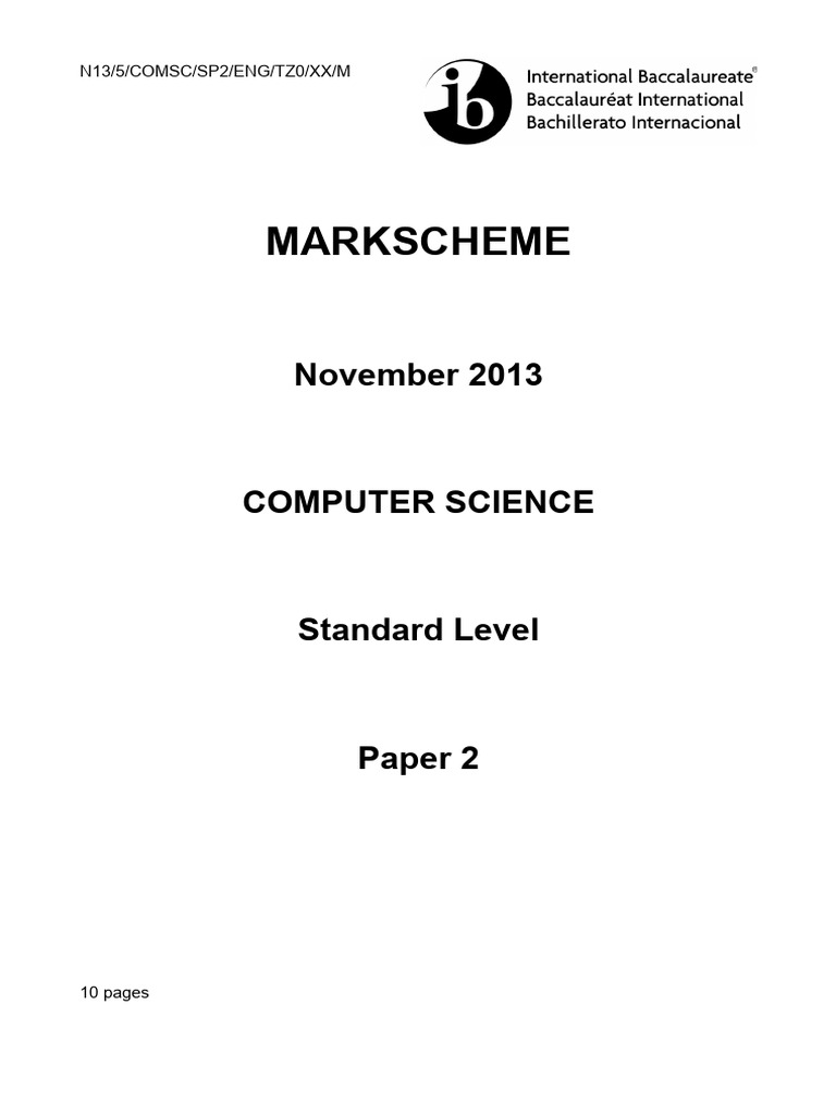 Computer Science SL Paper 2 Markscheme | PDF | Password | User (Computing)