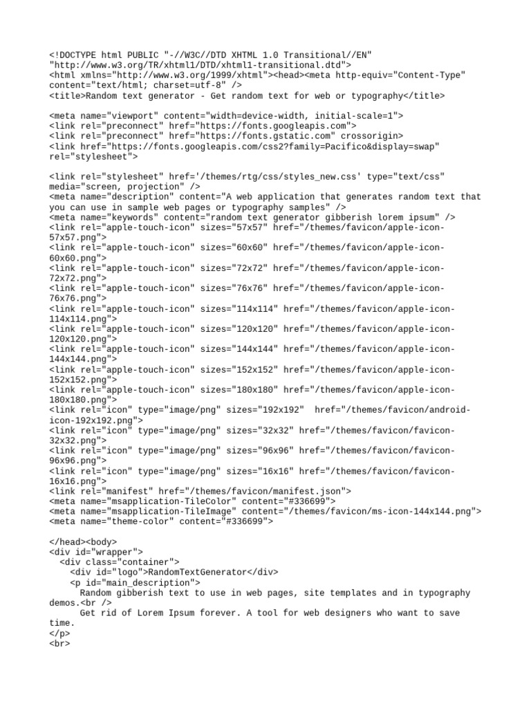 Random Text Generator for Web Design | PDF