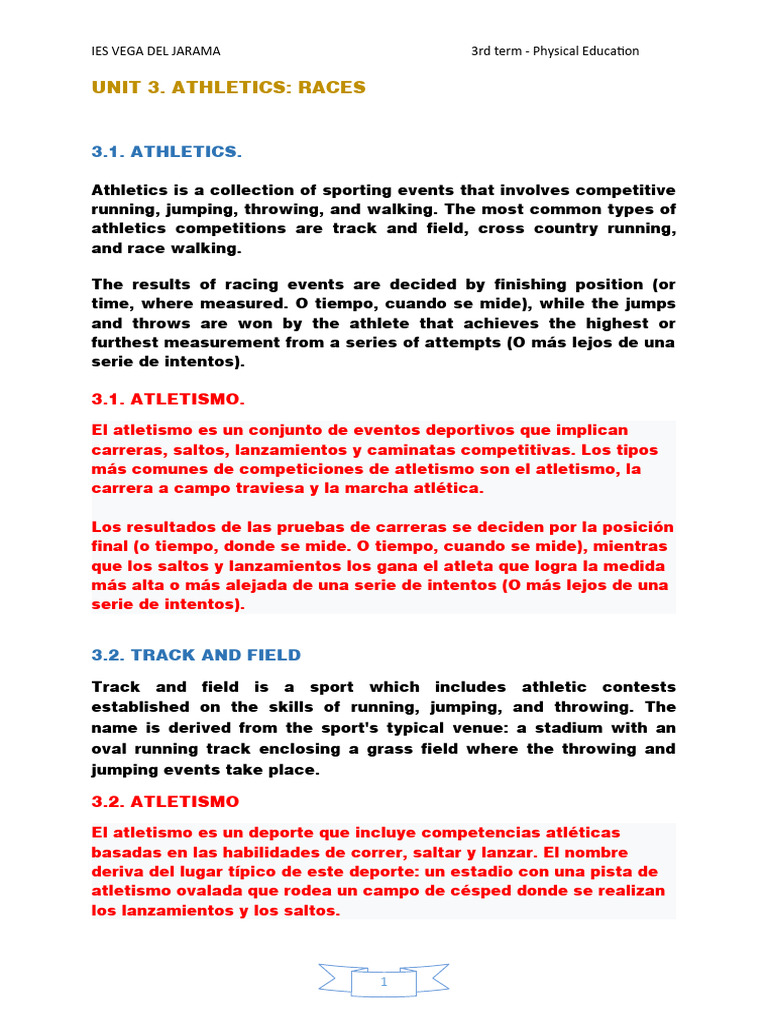 Libro de Ingles | PDF | Deporte del atletismo | Deportes individuales