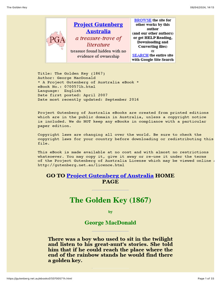 The Golden Key | PDF | Project Gutenberg