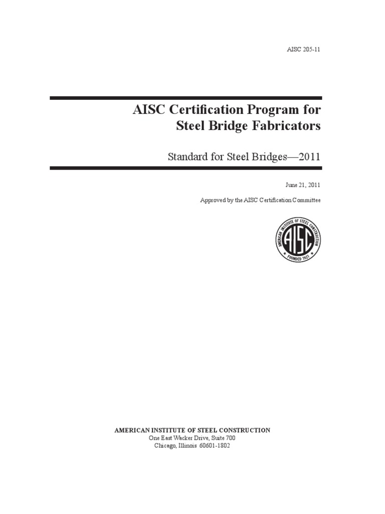 AISC Certification Program For Steel Bridge Fabricators PDF Quality