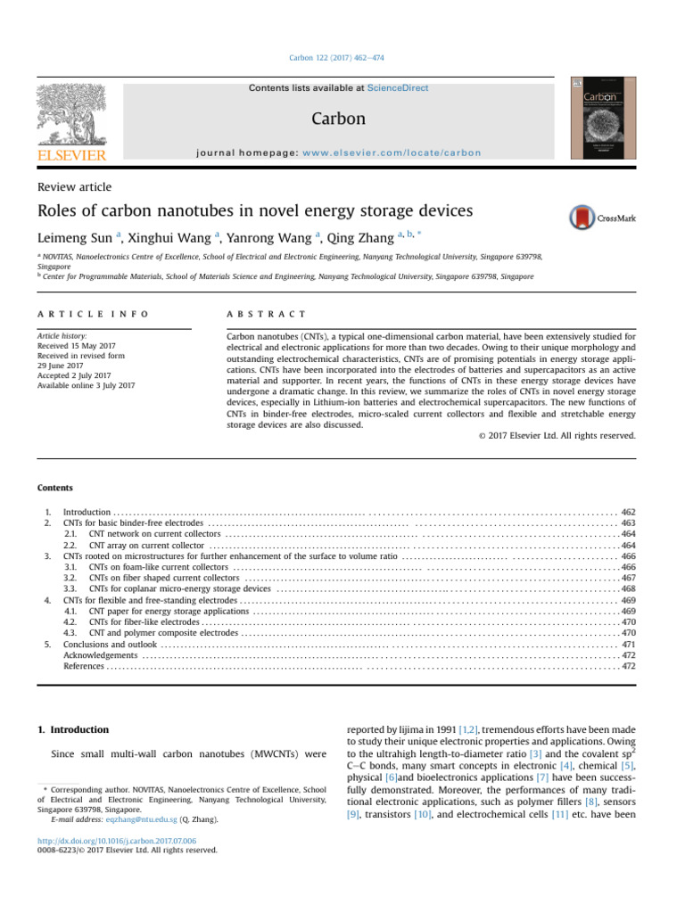 Nanotubes Energystoragedevices | PDF | Carbon Nanotube | Electrochemistry