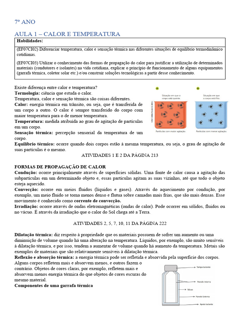 Calor e Temperatura: Conceitos e Aplicações | PDF | Calor | Temperatura