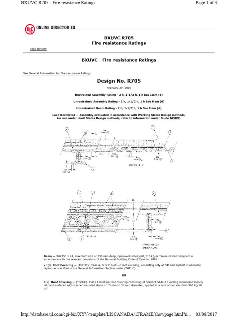 Design No. R705: BXUVC.R705 Fire-Resistance Ratings | PDF | Drywall | Roof