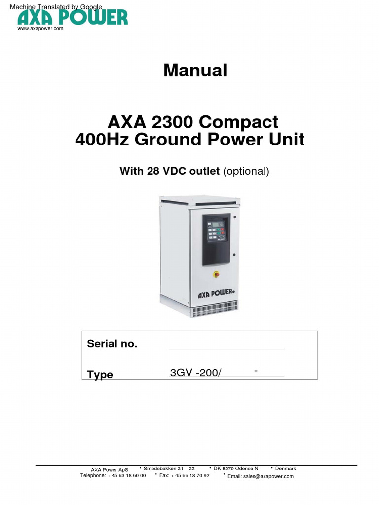 AXA 2300 Compact GPU Operation Manual | PDF | Power Inverter | Rectifier
