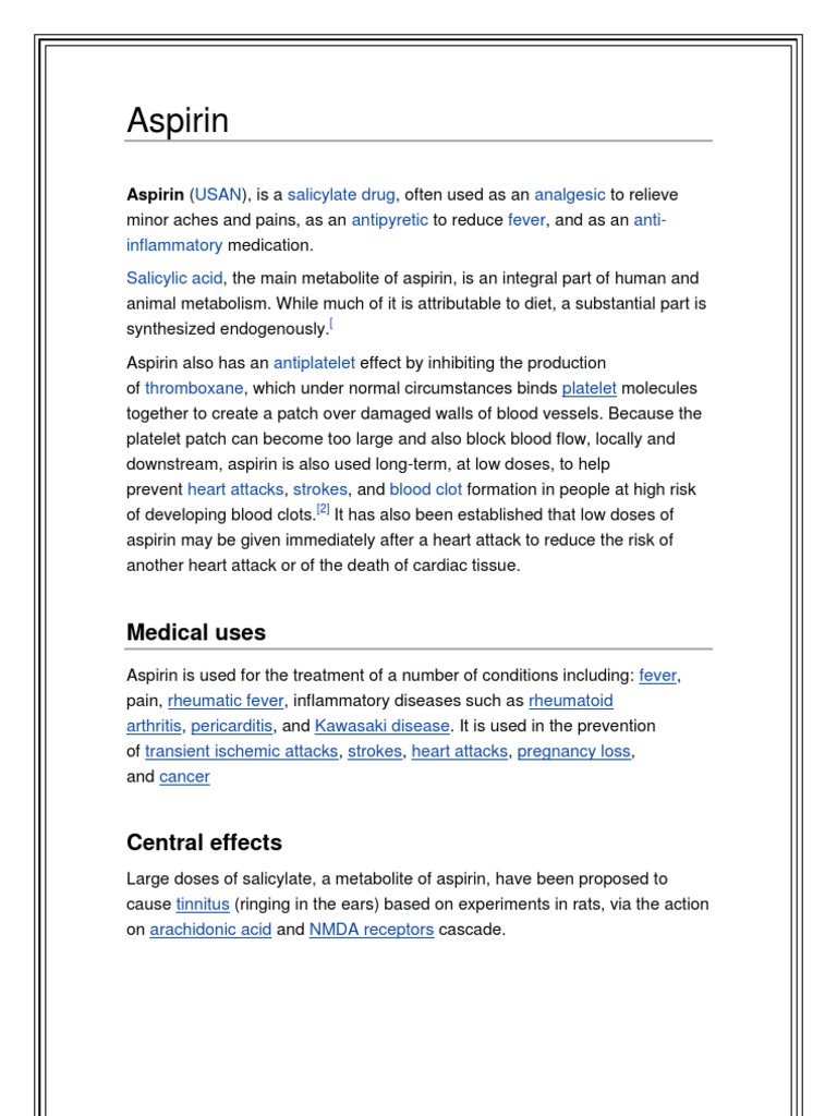 Aspirin | Aspirin | Analgesic