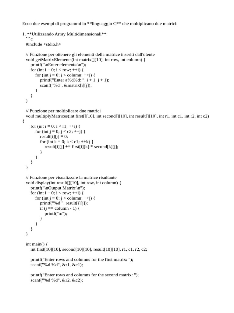 Copilot Matrici | PDF | Matrix (Mathematics) | Functions And Mappings