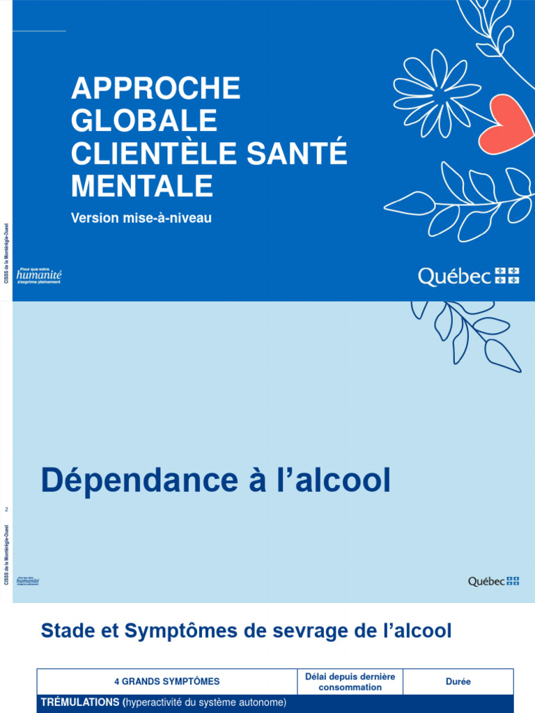 Sevrage alcoolique : symptômes et interventions | PDF | Suicide ...