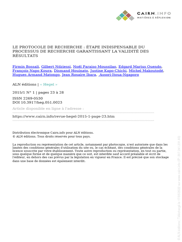Protocole de recherche : guide essentiel | PDF | Expérience | Doctorat