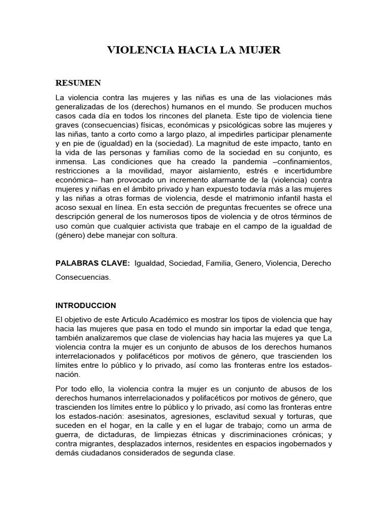 Violencia Hacia La Mujer | PDF | La violencia contra las mujeres ...