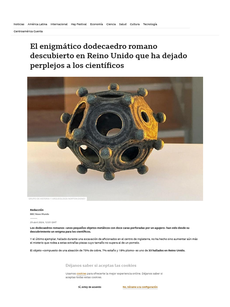 Dodecaedro El Enigmático Objeto Romano Descubierto en Reino Unido | PDF