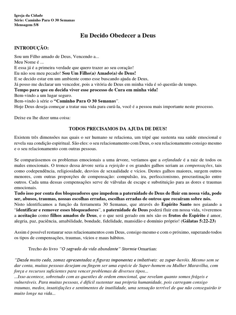 Obediência a Deus: Caminho para a Cura | PDF | Jesus | Amor, image size:768x1024