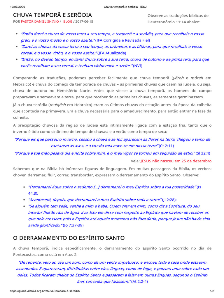 Significado de Chuva Temporã e Serôdia | PDF | Espírito Santo (religião ...