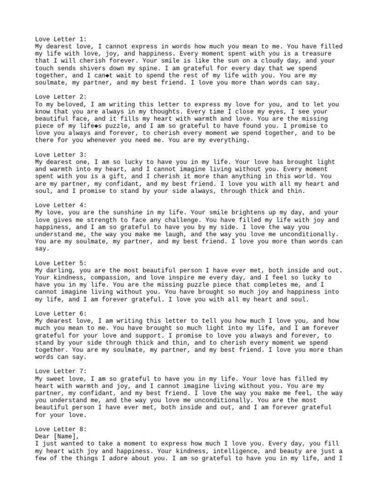 Heartfelt Love Letter Examples | PDF | Love