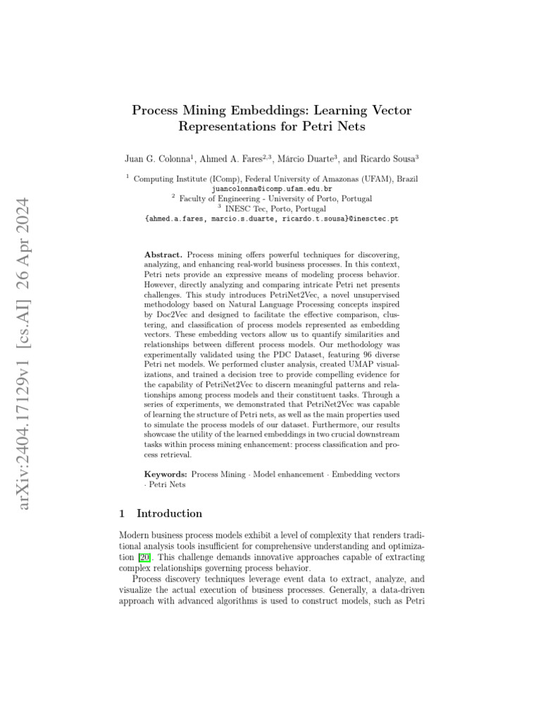 PetriNet2Vec: Embedding for Process Mining | PDF | Cluster Analysis ...