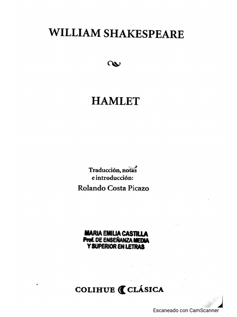 HAMLET (William Shakespeare) - Acto I | PDF