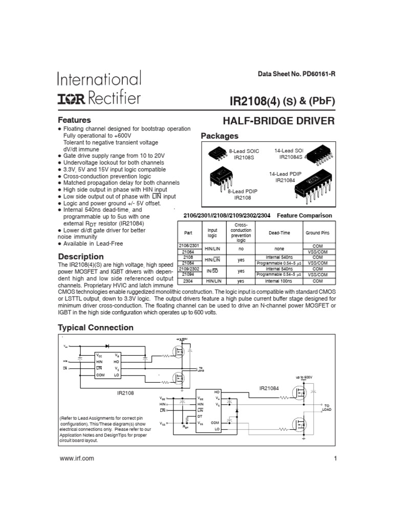 High Voltage Half-Bridge Driver Guide | PDF | Logic Gate | Electronic ...