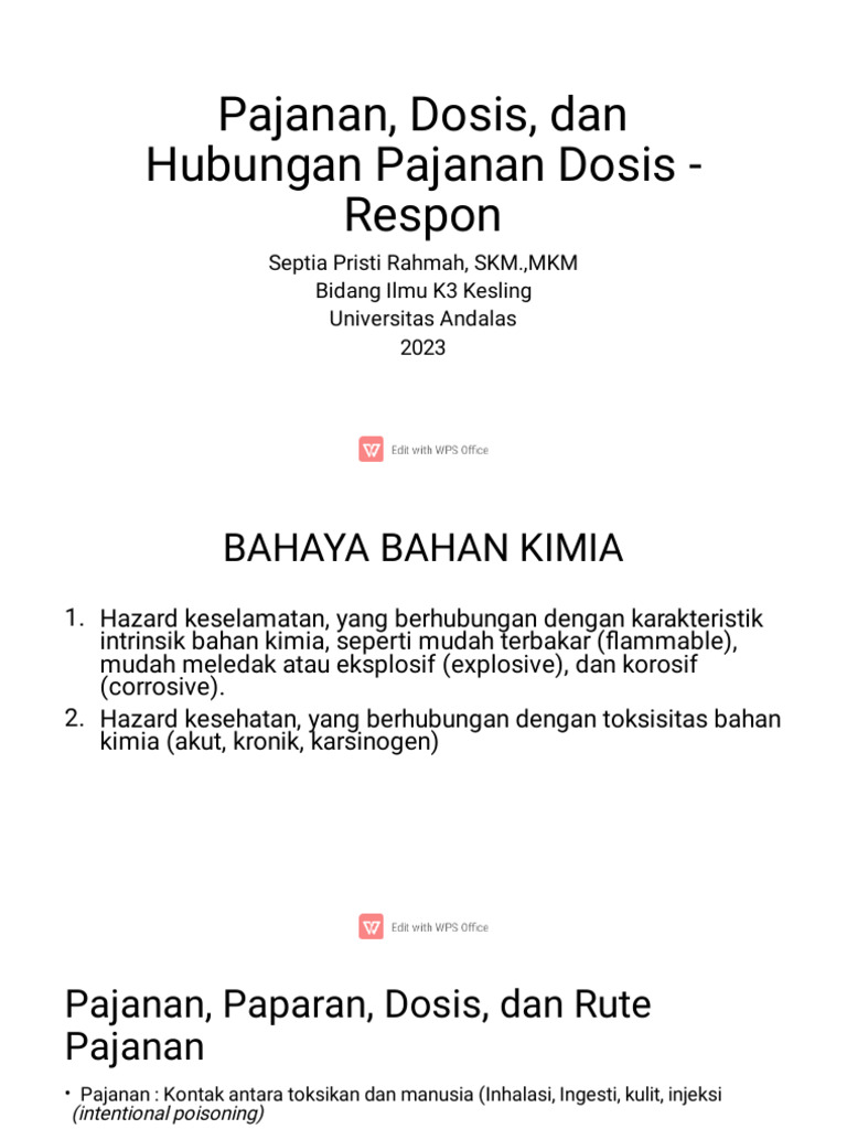 Memahami Pajanan dan Dosis Toksikan | PDF | Pengembangan Diri