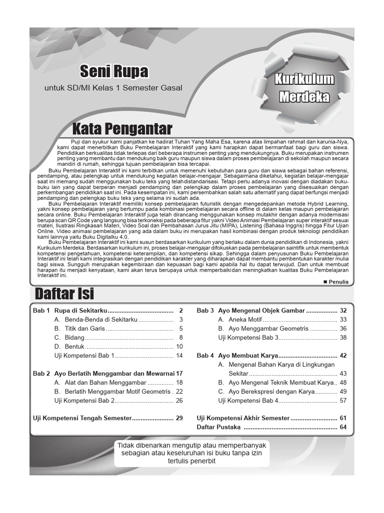 Seni Rupa Kelas 1 SD/MI Semester Gasal | PDF | Karier & Perkembangan | Seni