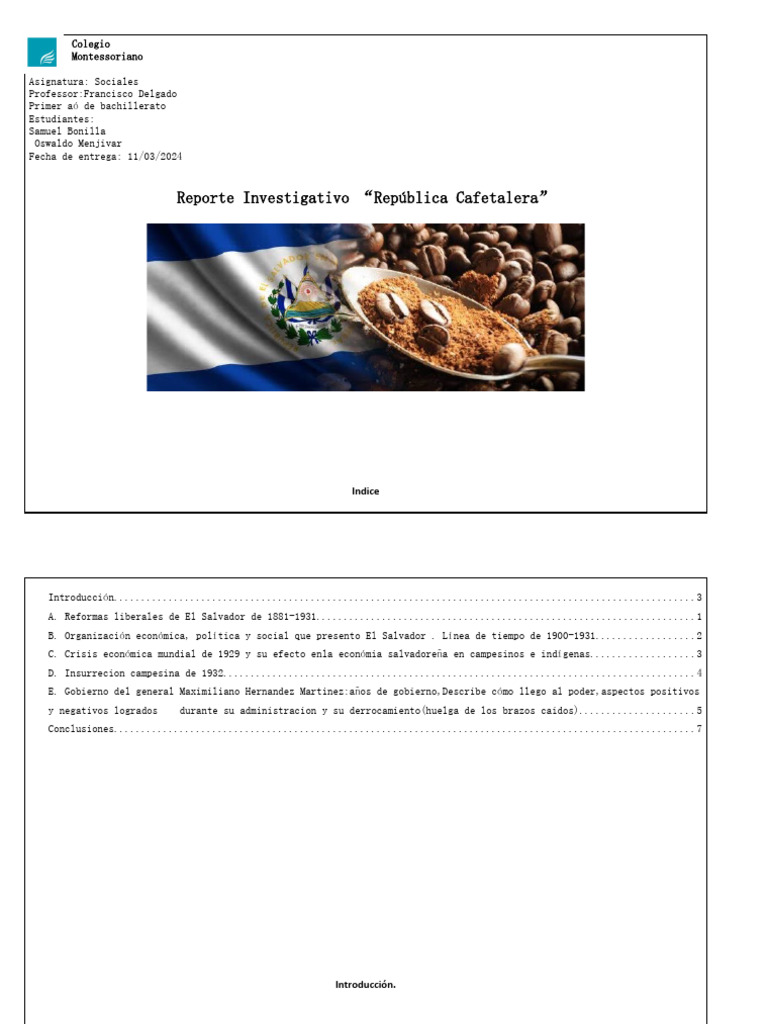 Historia de El Salvador: Reformas y Crisis | PDF | El Salvador | Pobreza