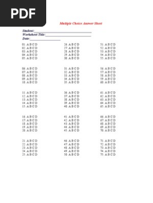 Multiple Choice Answer Sheet
