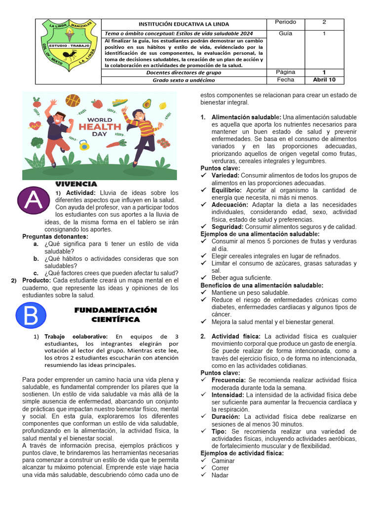 Estilos de Vida Saludable en Secundaria | PDF | Dieta saludable