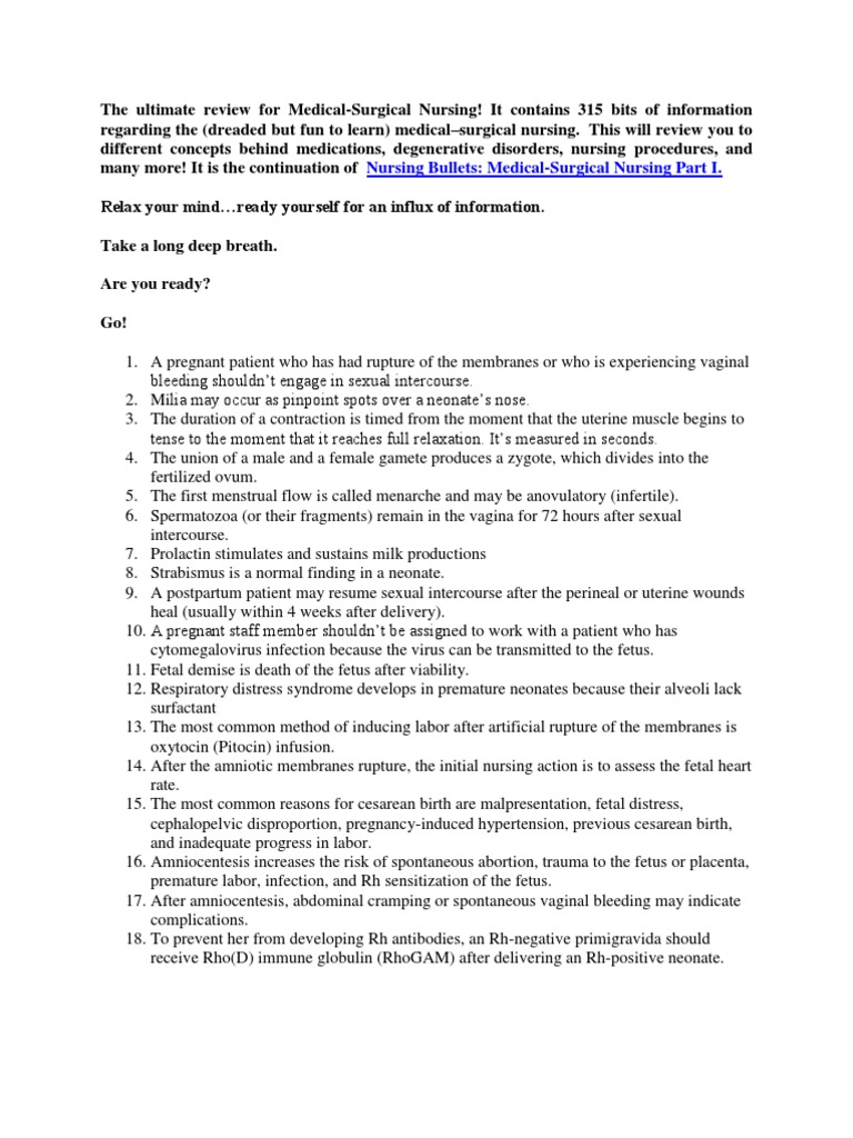 Comprehensive Medical-Surgical Nursing Review | PDF | Pregnancy ...