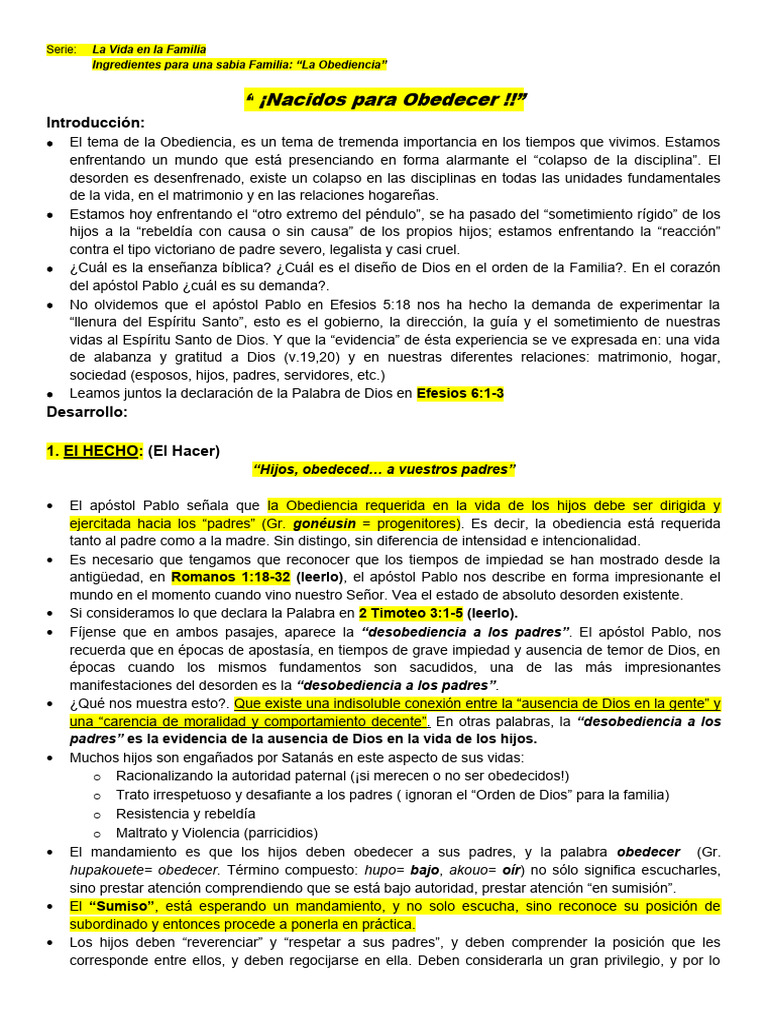 Obediencia en la Familia Cristiana | PDF | Cristo (título) | Pecado