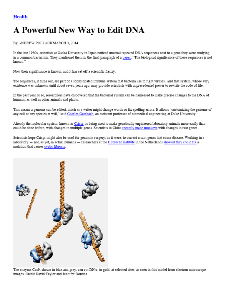 Crispr: Revolutionizing DNA Editing | PDF | Crispr | Dna