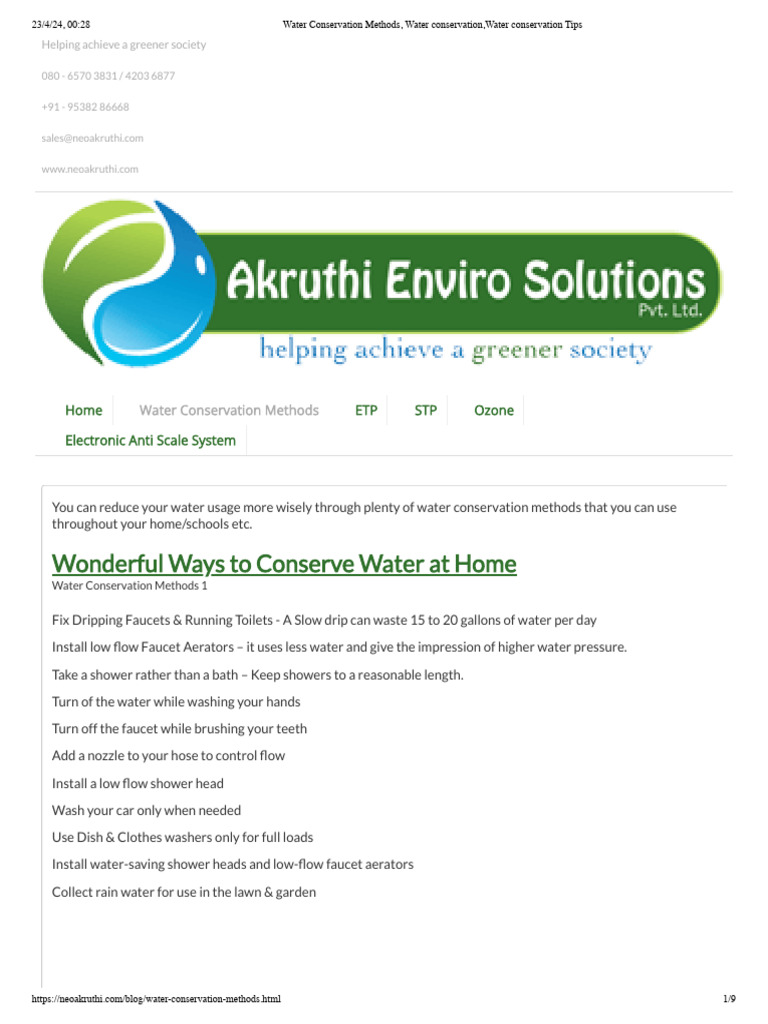 Effective Water Conservation Tips | PDF | Water Conservation | Tap (Valve)