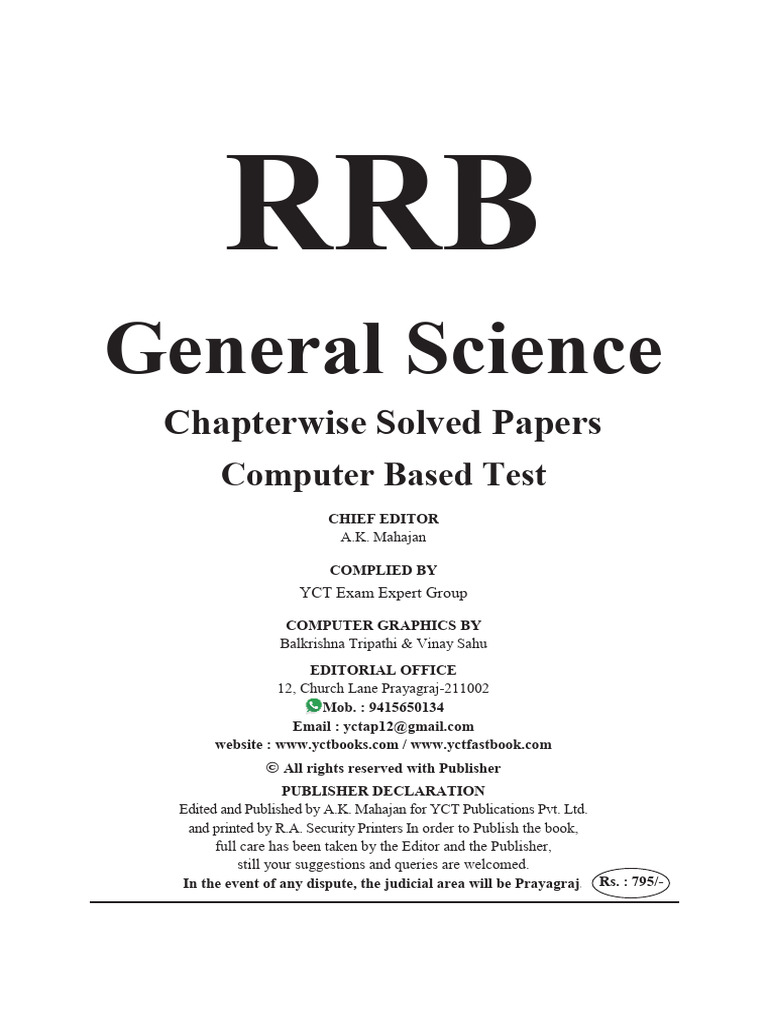 Demo 50 YCT RRB 2024 General Science TCS Pattern Chapterwise Typewise ...