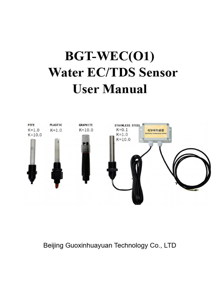 Water EC/TDS Sensor User Manual | PDF | Power Supply | Sensor