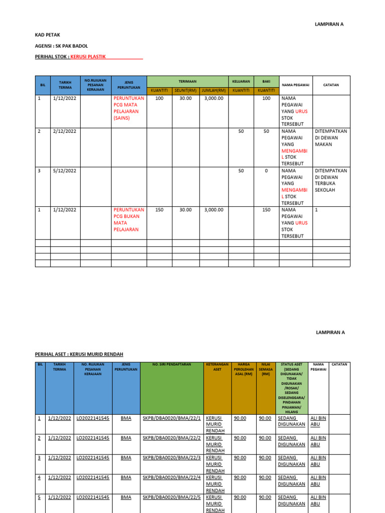 Kad Petak Stok Dan Aset Manual | PDF
