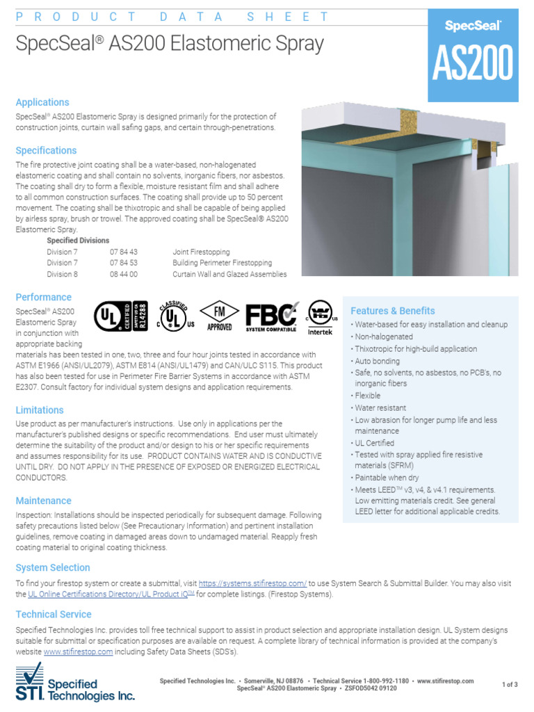 AS200 Elastomeric Spray Product Data Sheet PDF Coating Asbestos