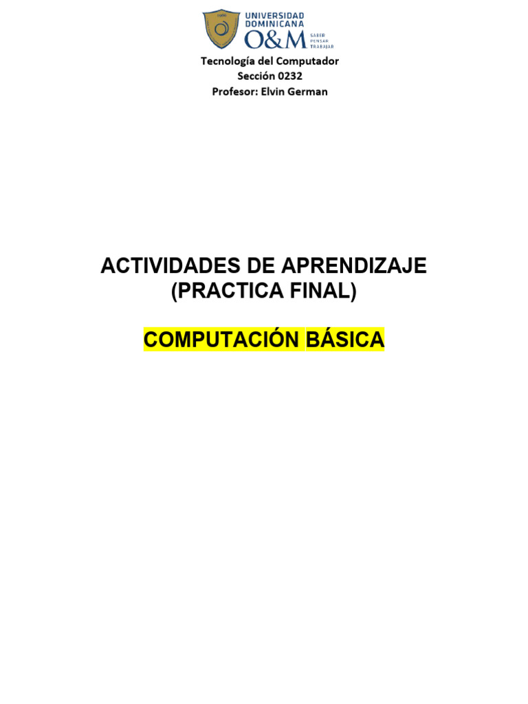 Actividades de Aprendizaje en Computación | PDF | Computadoras ...