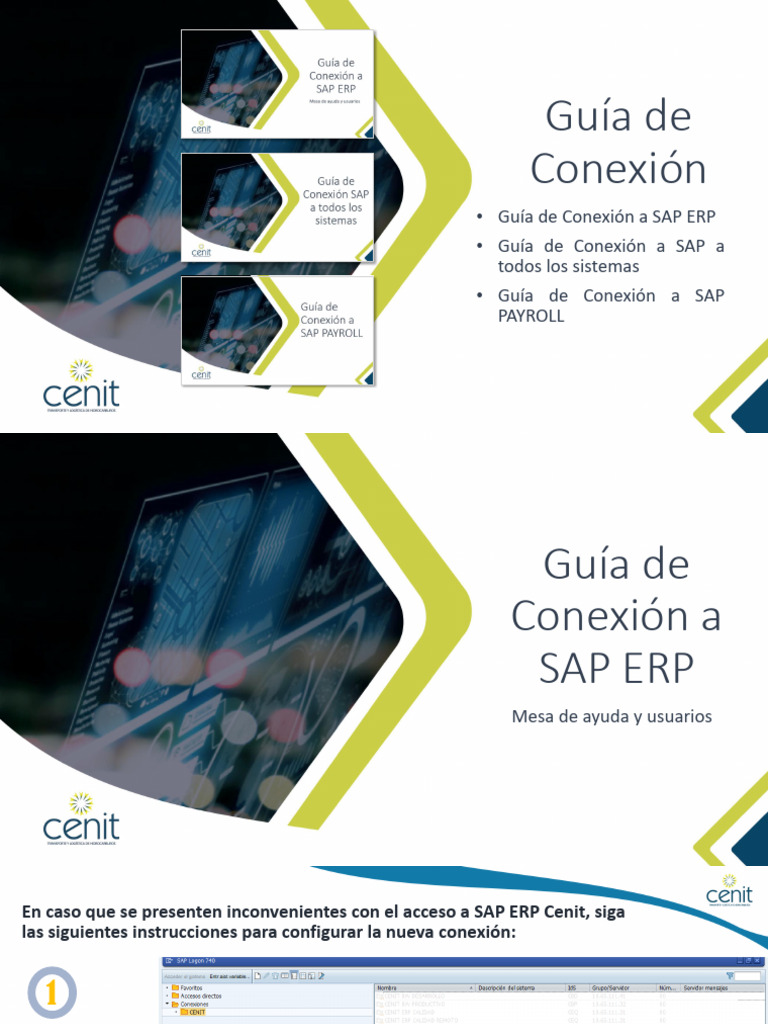 Guía de Conexión a SAP ERP CENIT | PDF | Ventana (informática) | Red ...