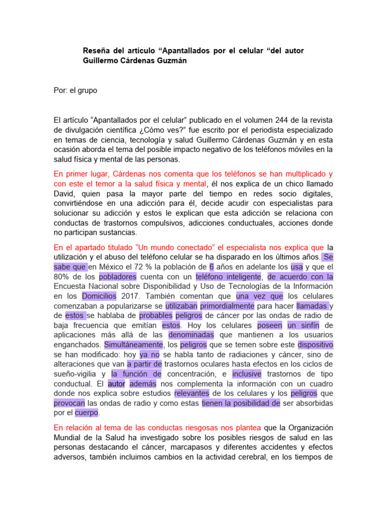 Impacto del celular en la salud mental | PDF | Teléfonos móviles ...