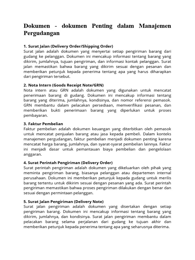 Dokumen Penting dalam Manajemen Gudang | PDF