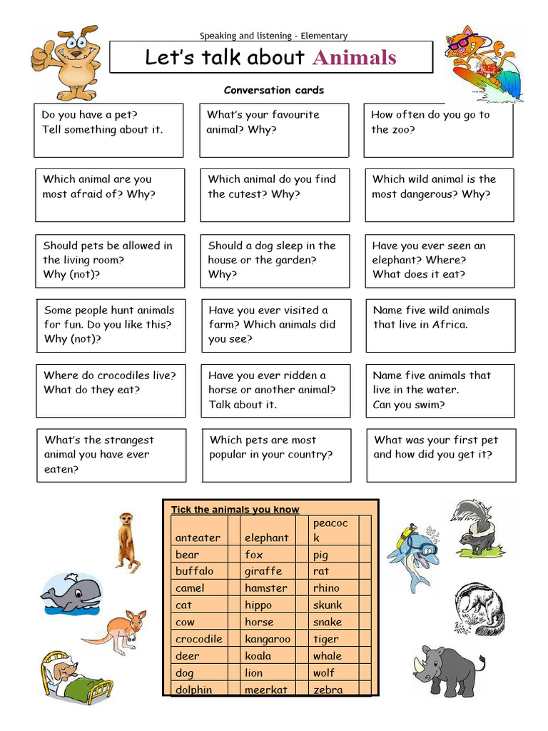 Wild Animal Conversations for Kids | PDF